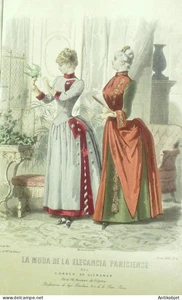 Gravure Mode elegante Parisienne 1885 # 04 (Old Fashion plate) - Picture 1 of 1