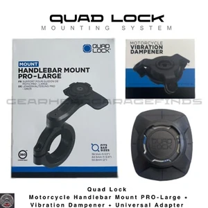 Quad Lock Motorcycle Handlebar Mount PRO - Large + Vibration Dampener + Adapter - Picture 1 of 9