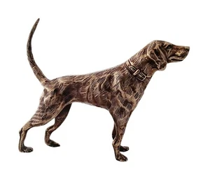 Antique Brass Finish Metal Dog Sculptures - Picture 1 of 4