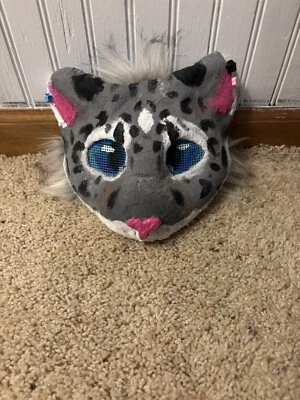 Snow Leopard Mask Furry Mask Fursuit Mask Quadrobics Handmade Furred Lined - Image 1 of 4