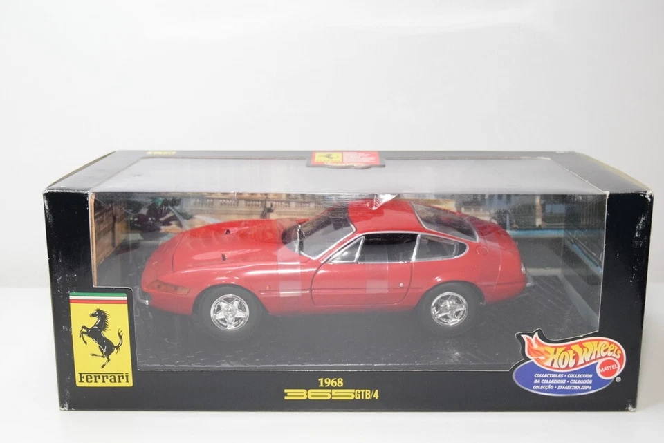 B23 1:18 HOTWHEELS MATTEL FERRARI 365 GTB/4 1968 ROSSO NUOVO CON SCATOLA - Immagine 1 di 4