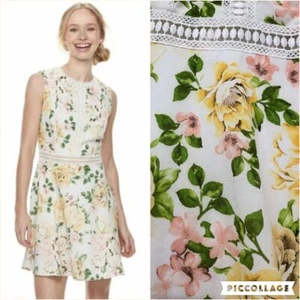 Disney Princess Belle Cutout Lace Floral Skater Dress Med Womens Beauty & Beast - Picture 1 of 12