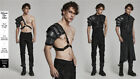 Punk Rave Man Fashion Accessory Faux Leather Goth Shoulder Armor Black Harness