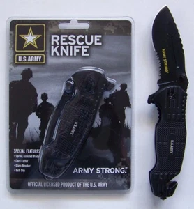 US Army Tactical Officially Licensed Rescue Knife Spring Assist | A02 - Picture 1 of 5