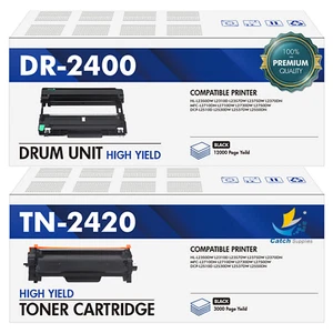 Toner TN2420 DR2400 Drum Fits for Brother HL-L2350DW MFC-L2710DW DCP-L2530DW Lot - Picture 1 of 23