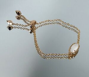 Kendra Scott Elaina Adjustable Chain Bracelet In White Shell / Gold
