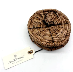 Target Hearth & Hand Magnolia Woven Coasters Rustic Farmhouse 4 Total NEW Set - Picture 1 of 10