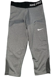 Nike Pro Size Large Girls Gray Athletic Training Performance Leggings T896 - Picture 1 of 8