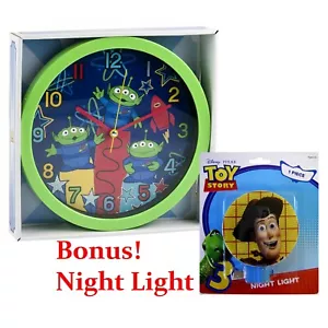 DISNEY TOY STORY ALIENS 10" Wall Clock Kids Gift Room Decor + Bonus Night Light! - Picture 1 of 6