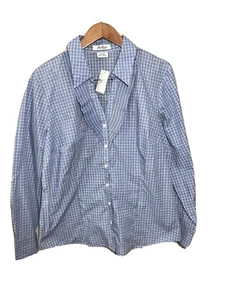 Van Heusen geknöpftes Blusentop Damen Gr. XL Rollriegelärmel kariert blau neu mit Etikett - Bild 1 von 8