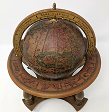 Vintage Old World Globe Zodiac Signs Wooden Desk Top World w/Stand Made in Italy