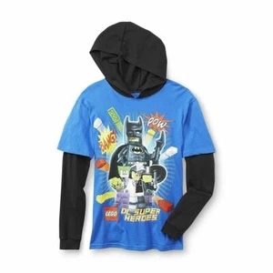 DC Super Heroes Lego Batman Boys' Mock Layer Long Sleeve Hooded Tee - Picture 1 of 1