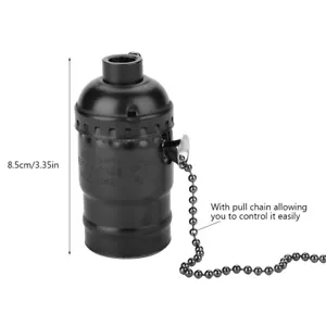 E27 Aluminum Vintage Light Socket With Pull Chain Desk Lamp Lighting Holder New - Picture 1 of 9