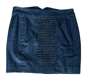 Anthropologie Leifsdottir Dark Wash Lined Denim Pleated Mini Skirt Jean Size 4 - Picture 1 of 6
