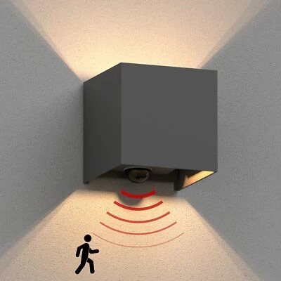 Wandleuchte CUBEL für außen, IP65, Up-/Downlight, Bewegungsmelder, anthrazit - Bild 1 von 4