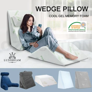 Bed Wedge Pillow Cool Gel Memory Foam Back Leg Elevation Raiser Support Cushion - Picture 1 of 171