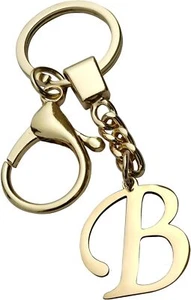 Gold Letter A-Z Keychain,Gold Keychain Initial Keyring Gold-b  - Picture 1 of 7