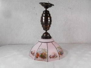 Lampe / Deckenlampe handbemalt Motiv Japan " Geisha & Fuji " Art deco um 1925 - Picture 1 of 10