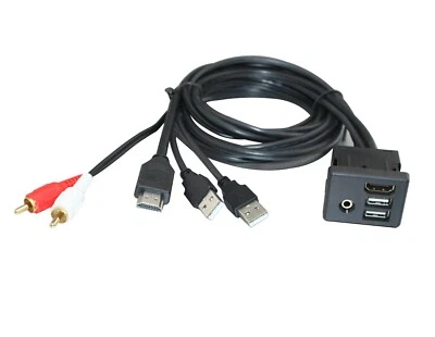 Car Dash Mount Installation HDMI Dual USB RCA Male Female Extension Cable 1M - Image 1 of 2