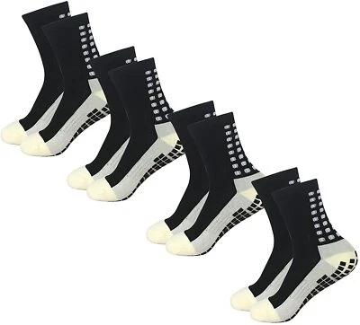 4 Pair Sport Socks Anti Slip W/ Grip Soccer Men Football Basketball Sock Premium - Image 1 of 4