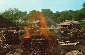 Postcard TN Lynchburg Making Charcoal at Jack Daniel Distillery Vintage PC H4041