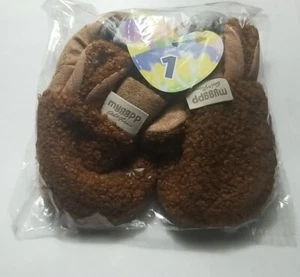 Myggpp Baby Infant Boy & Girls Anti-Slip Brown Fabric Shoes Size 1 - Picture 1 of 5