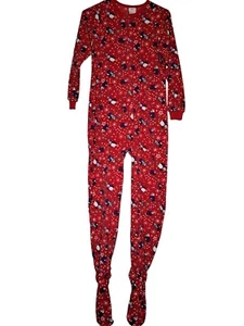 TOTAL GIRL GIRLS FLEECE BLANKET SLEEPER L/G (10/12) RED WITH Penguins - Picture 1 of 5