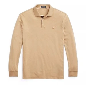 Polo Ralph Lauren camicia uomo taglia media vestibilità manica lunga morbido cotone polo cammello - Foto 1 di 4