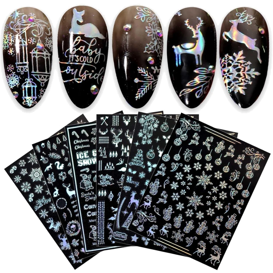 Nagelsticker Weihnachten Aurora Schneeflocken Nagelaufkleber Winter decor sel...
