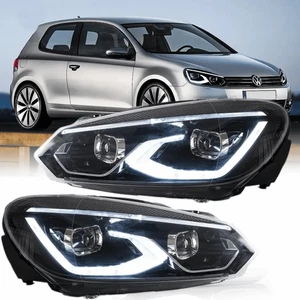 Voll LED Scheinwerfer Set Schwarz für VW Golf 6 VI 2008–2013 Welcome Light DRL - Bild 1 von 6