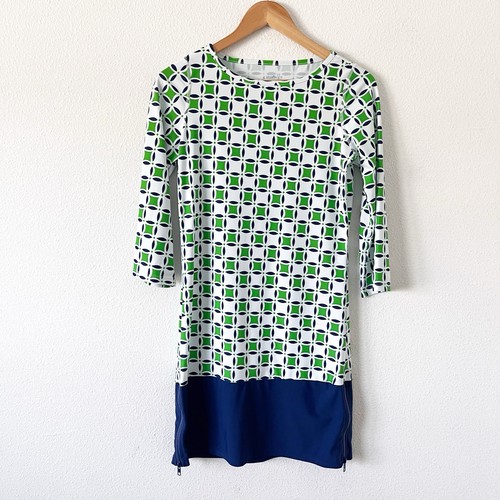 PALM ANGELS Abito Camicia Cabana life Stampa Geometrica Verde Tg XS