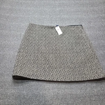 Gap 裙女式 10 黑色白色粗花呢迷你 A 字内衬羊毛混纺职业工作 — 第 1/4 张图片