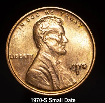 1970-S Small Date Lincoln Memorial Cent Penny - BU    #581 - Image 1 of 4
