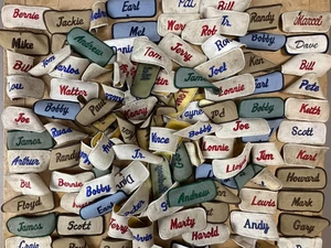 #6 WHOLESALE Vtg Lot 100 1970s Embroidered Cloth Name Uniform Patches - Picture 1 of 6