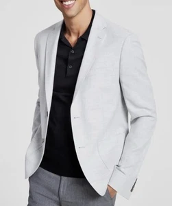 Calvin Klein Men Grey Gray Solid Slim Sport Coat Suit Jacket Size 40L Brand New - Picture 1 of 4