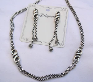Neu mit Etikett Brighton Interlok Set gedrehte Doppelkette Silber Halskette & Ohrstecker 140 $ - Bild 1 von 7