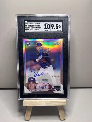 2023 Topps Chrome Update RC Bobby Miller 410/499 Auto Refractor SGC 9.5 Dodgers - Image 1 of 3