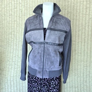 Vintage Gray Suede And Knit Mens jacket Size M - Picture 1 of 7