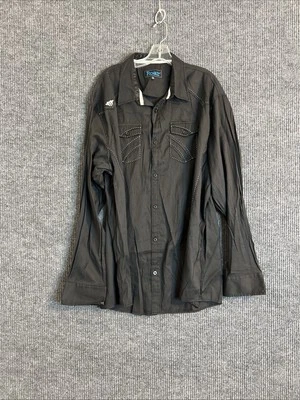 Roar Mens Button Up Shirt Size XXL Black Embroidered Y2K Goth Emo Long Sleeve - Image 1 of 4