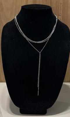 8 OTHER REASONS Silver-Tone Layered Chain Lariat Tassel Drop Necklace - Imagem 1 de 4