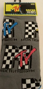 MTV Socks Music Television Novelty Socks Fits Men's Shoe Size 6-12 New - Picture 1 of 3