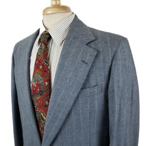Vintage Corbin Ltd. Mens Gray Blue Stripe Suit Jacket Coat 42L Wool Two Button
