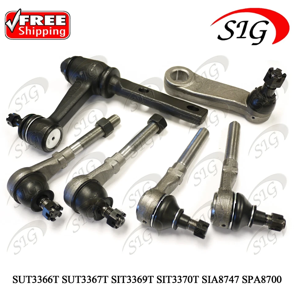 For 1997 - 2004 Ford F-150 4WD Truck Inner Outer Tie Rod End Pitman Arm 6PC Kit - Image 1 of 4