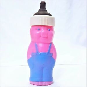 Vintage Piggy Farmer EVENFLO Figural Plastic Baby Bottle 