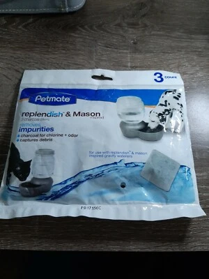 PETMATE Replenish & Mason Replacement Charcoal Filters Cat Dog Watering System 3 - Image 1 of 4