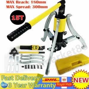 Universal 15 Ton Bearing Puller Hydraulic Pump Gear Hub Removal Tool Kit + Case - Picture 1 of 12