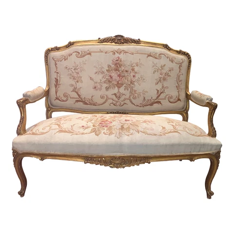 Louis XV Style French Settee Exquisite Cover