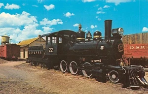 Denver South Park Narrow Gauge Steam Locomotive Engine # 22 Train Vtg  Postcard - Picture 1 of 2