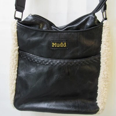 Bolso Mudd Cartera Bandolera Talla Mediana Negro Sherpa Tribal Cremallera Boho Años 90 Y2K Foto 1 de 4