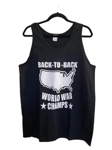 Back To Back World War Champs Black Tank Top Size Large Wife Beater NEW - Picture 1 of 2